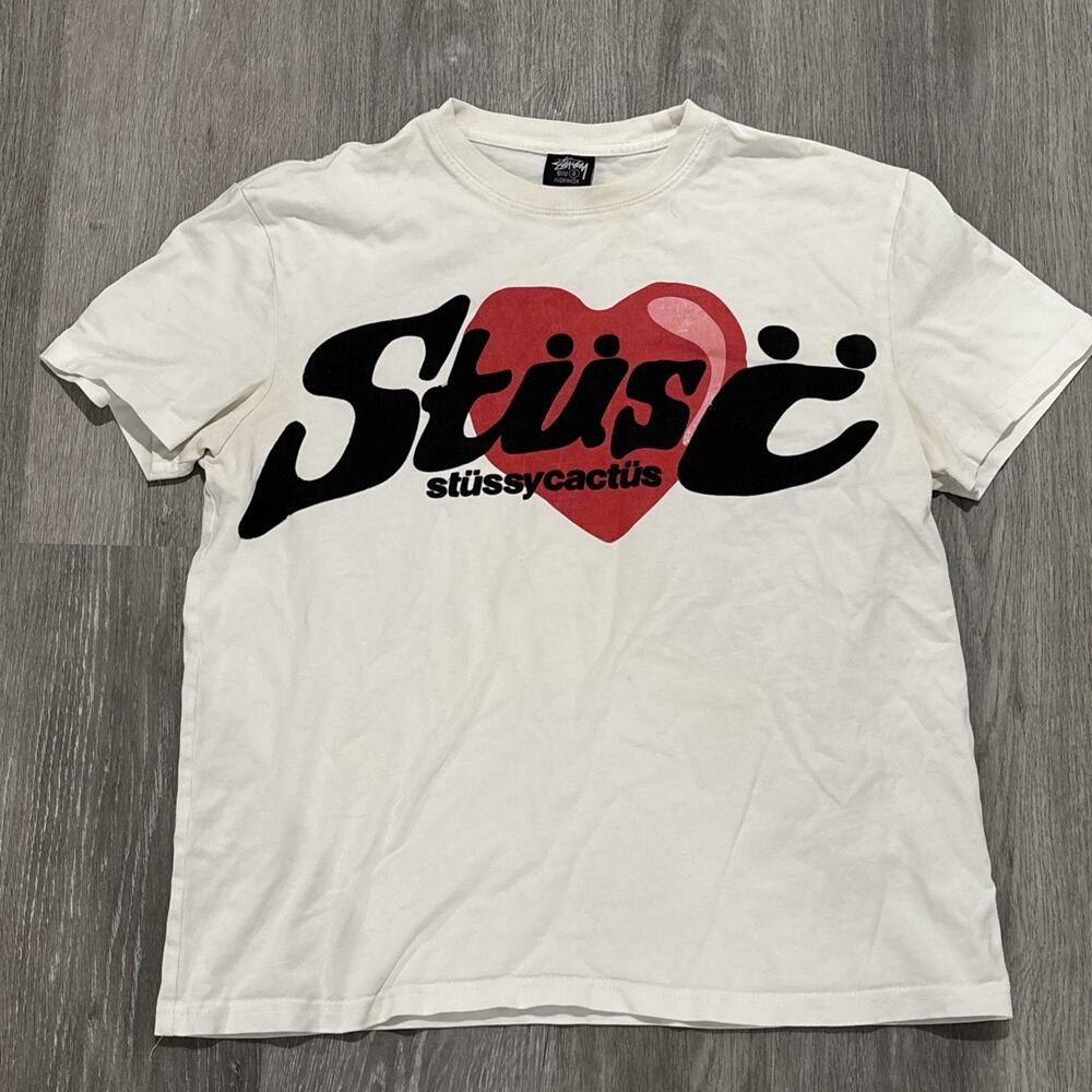 Stussy Cactus Plant White T Shirt Men’s Small **Light Stains